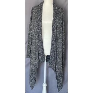 Lucky Brand Marled Gray Open Front Waterfall Sweater